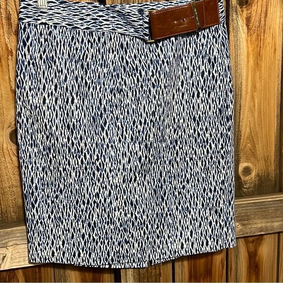 Michael Michael Kors skirt geometric blue white partial belt 4 FIRM on PRICE - Picture 1 of 9